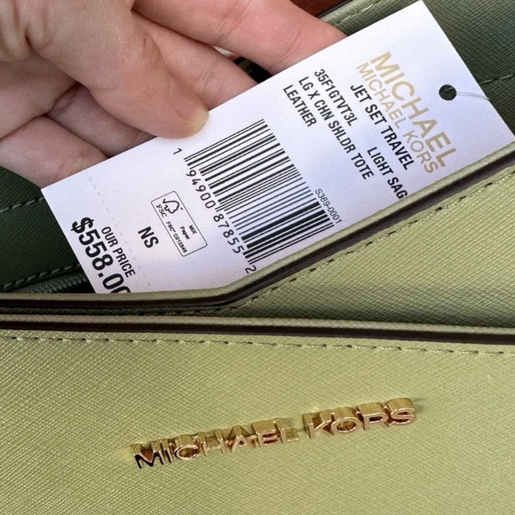 Michael Kors Jet Set Travel Large Chain Shoulder Tote Leather MK Signature PVC - Picture 9 of 9